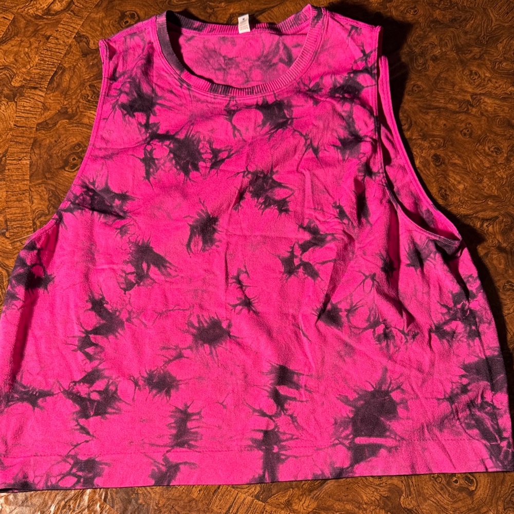 SOUL Naturalizer Pink and Black Tie-Dye Muscle Tee